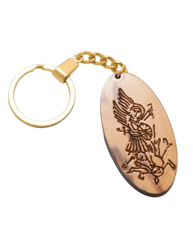 Archangel Michael slaying the Devil Keychain