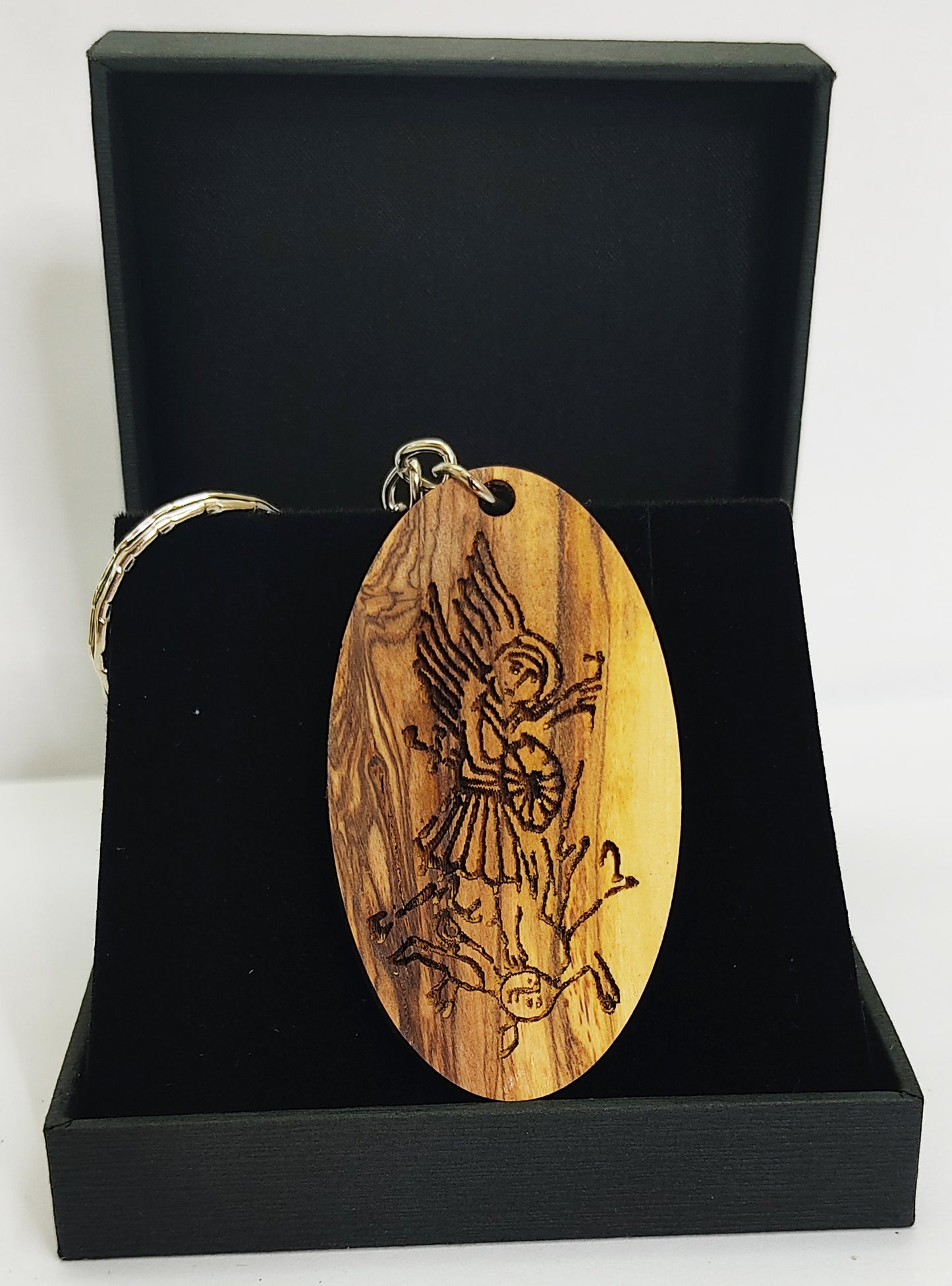 Archangel Michael slaying the Devil Keychain