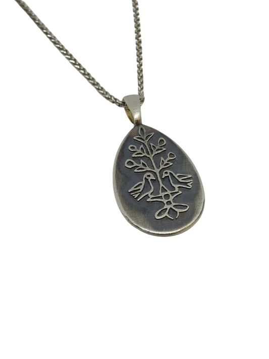 Silver Love and Family Pendant