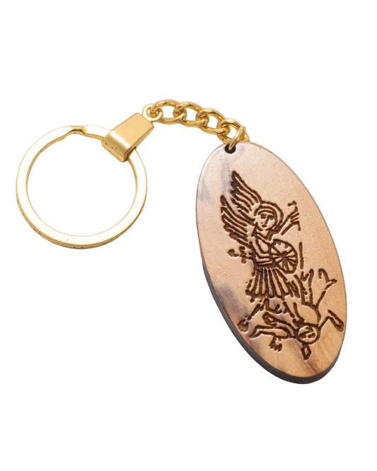 Archangel Michael slaying the Devil Keychain