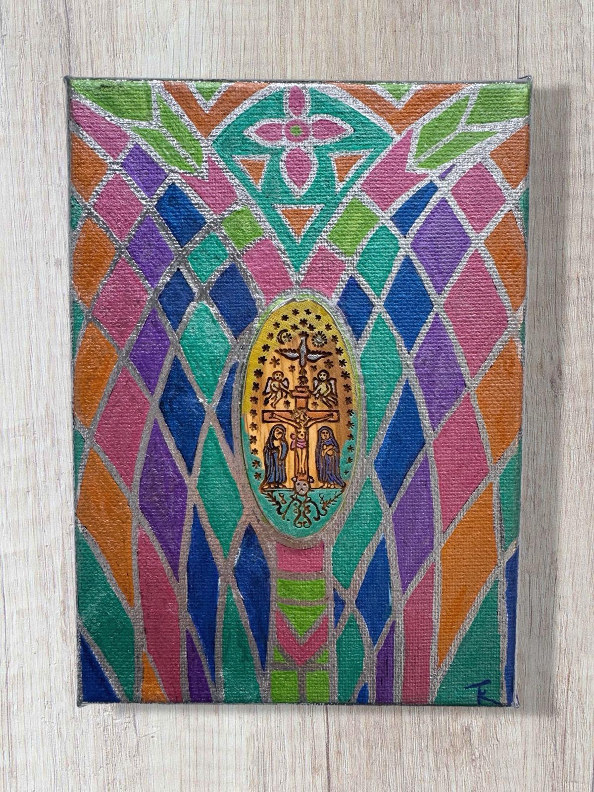 Crucifixion Keychain on Canvas